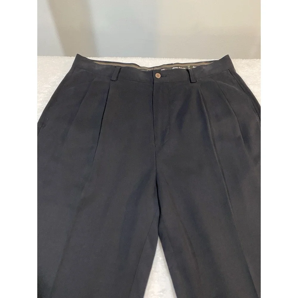 Tommy Bahama Pants Mens 36x34 Black Silk Pleated Classic Relaxed Fit - Picture 2 of 9